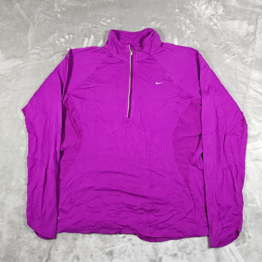 Nike Running Sweatshirt‎ Womens Large Purple Lightweight Quarter Zip Long Sleeve